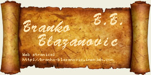 Branko Blažanović vizit kartica